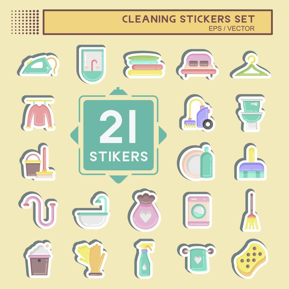 Sticker Set Cleaning. suitable for Kids symbol. simple design editable. design template vector. simple illustration vector