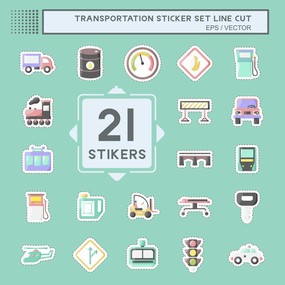 Sticker line cut Set Transportation. suitable for education symbol. simple design editable. design template vector. simple illustration vector