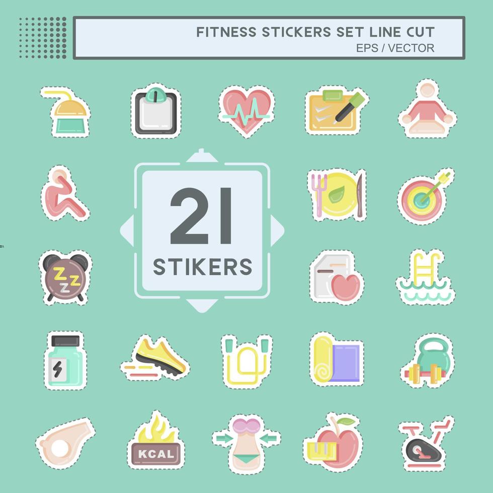 Sticker line cut Set Fitness. suitable for Healthy symbol. simple design editable. design template vector. simple illustration vector