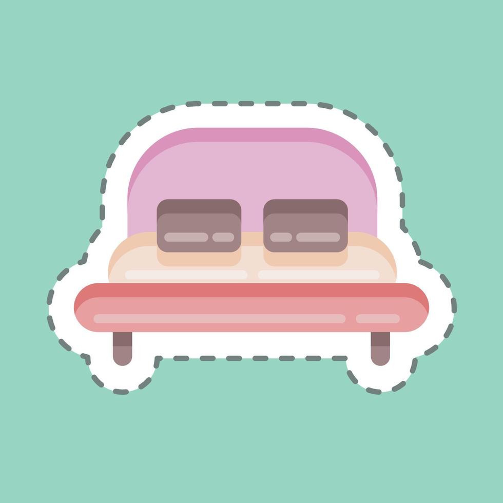 Sticker line cut Bed. suitable for Kids symbol. simple design editable. design template vector. simple illustration vector