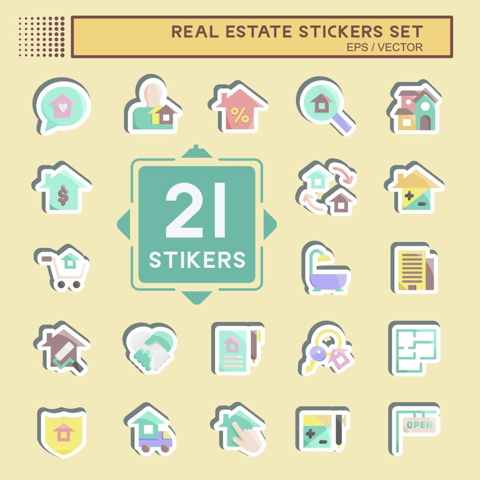 Stickers Set Real Estate. suitable for education symbol. simple design editable. design template vector. simple illustration vector