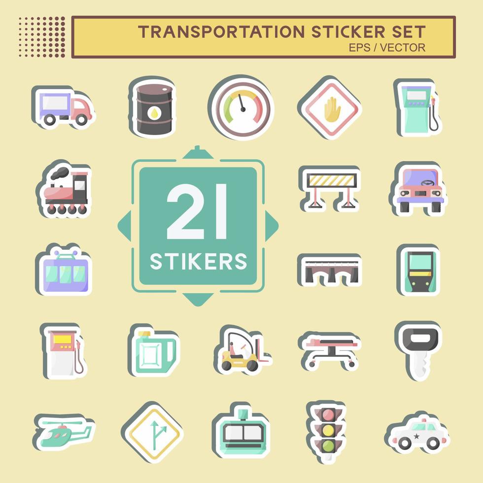 Stickers Set Transportation. suitable for education symbol. simple design editable. design template vector. simple illustration vector