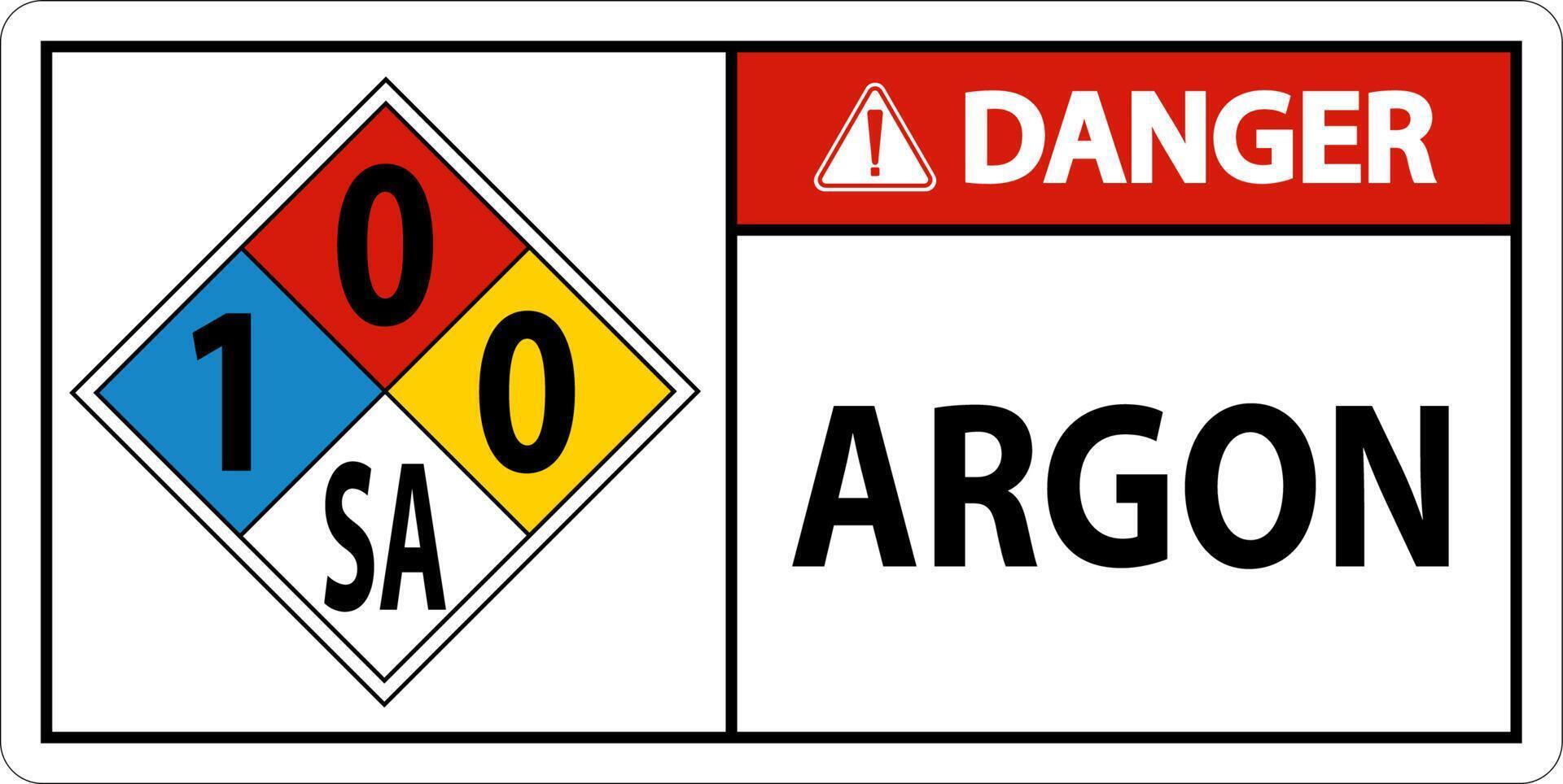 NFPA Danger Argon 1-0-0-SA Sign On White Background vector