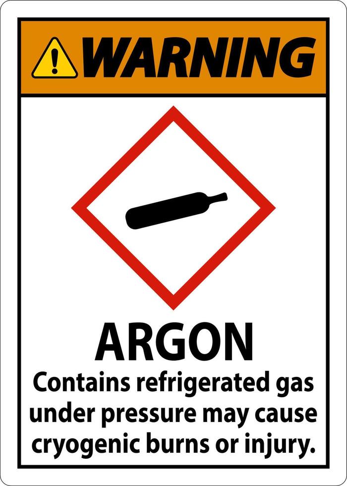 Warning Argon GHS Sign On White Background vector