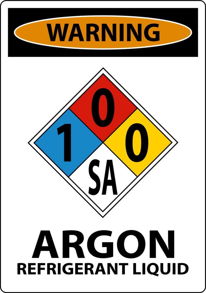 NFPA Warning Argon Refrigerant Liquid 1-0-0-SA Sign vector