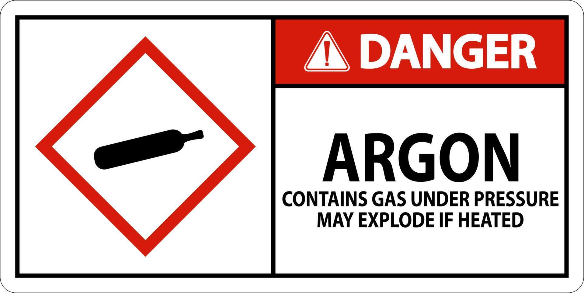 Danger Argon GHS Sign On White Background vector