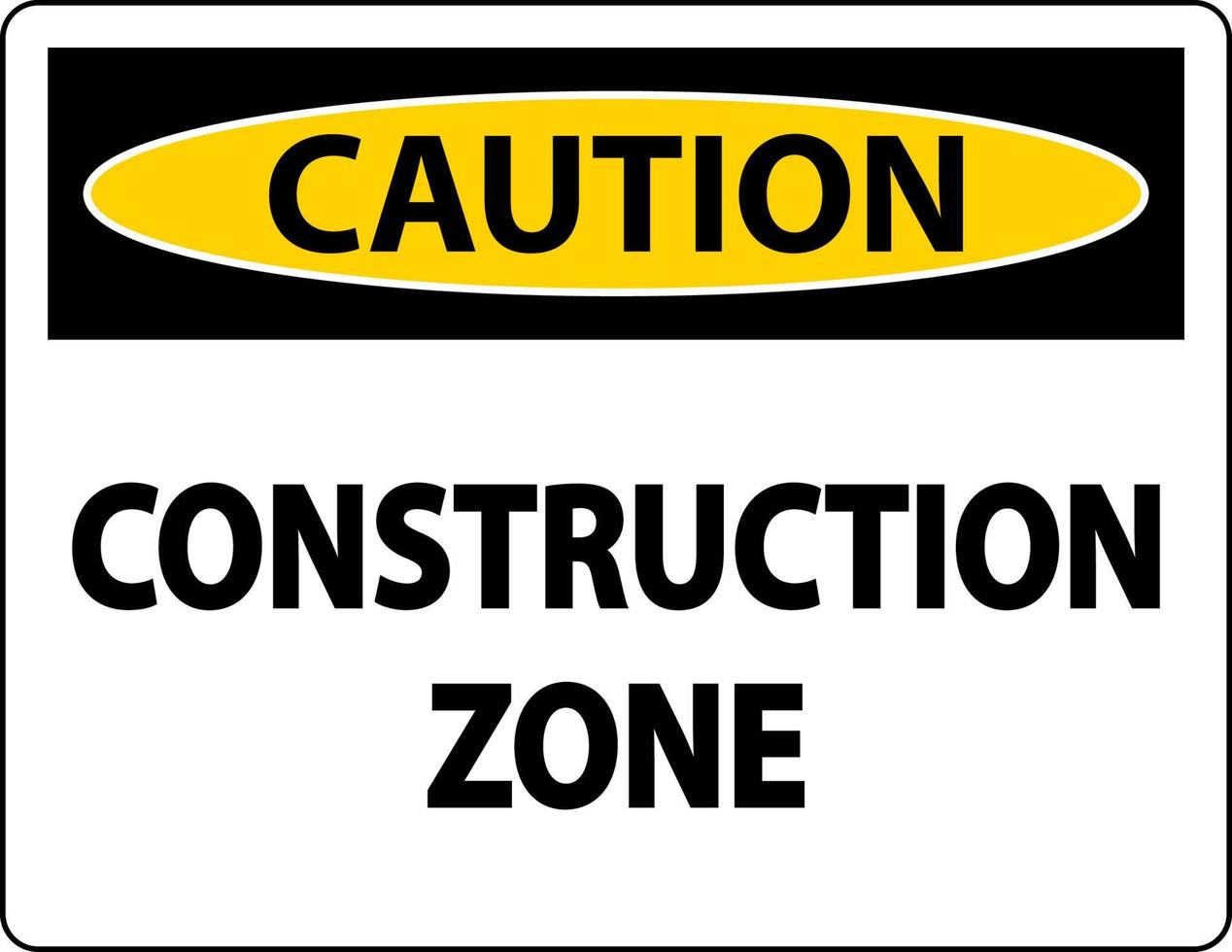 signo de símbolo de zona de construcción de precaución sobre fondo blanco vector