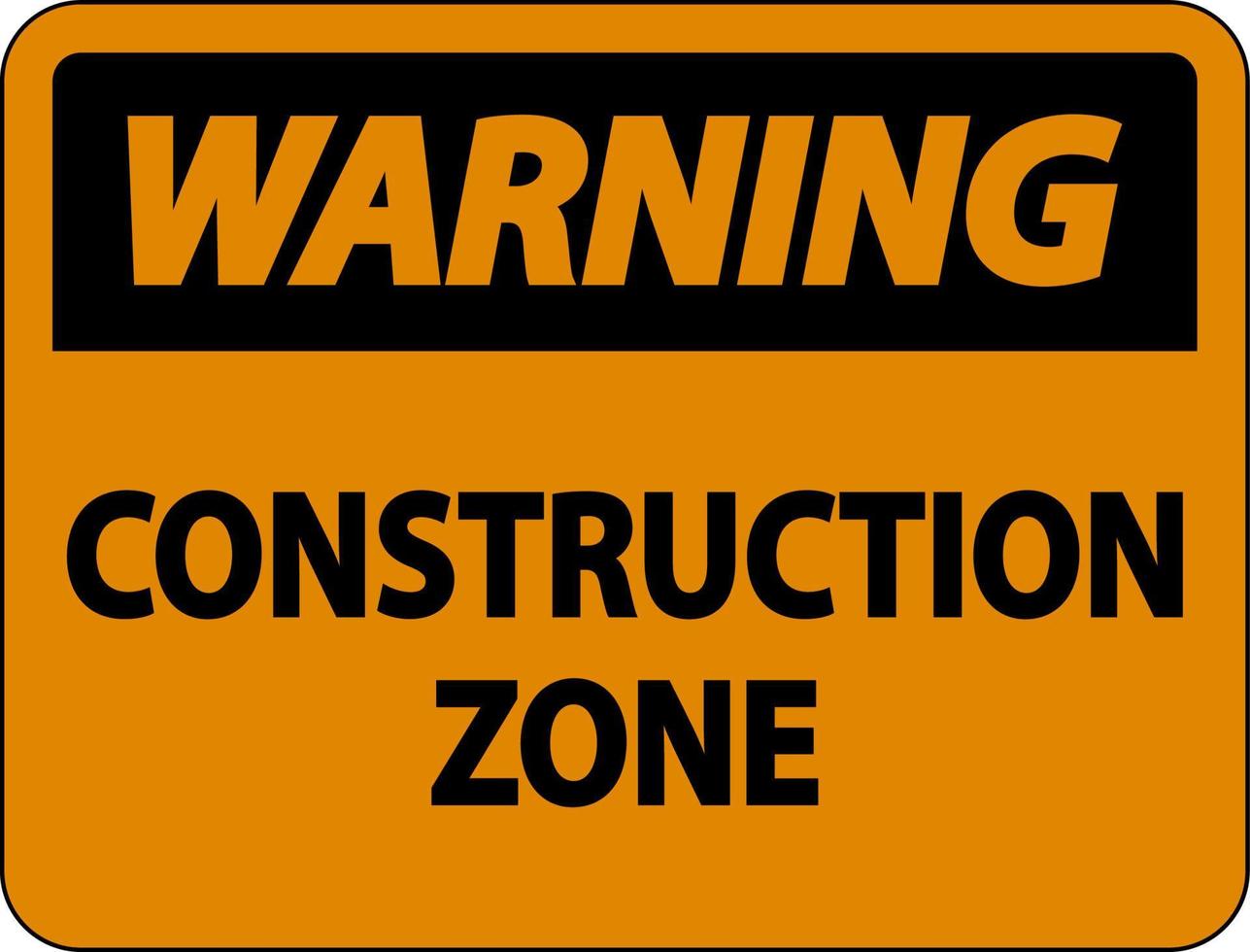signo de símbolo de zona de construcción de advertencia sobre fondo blanco vector