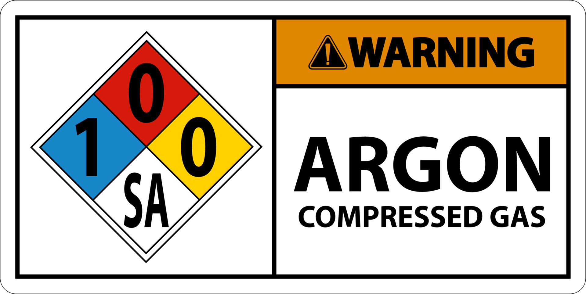 NFPA Warning Argon Compressed Gas 100SA Sign 9430810 Vector Art at
