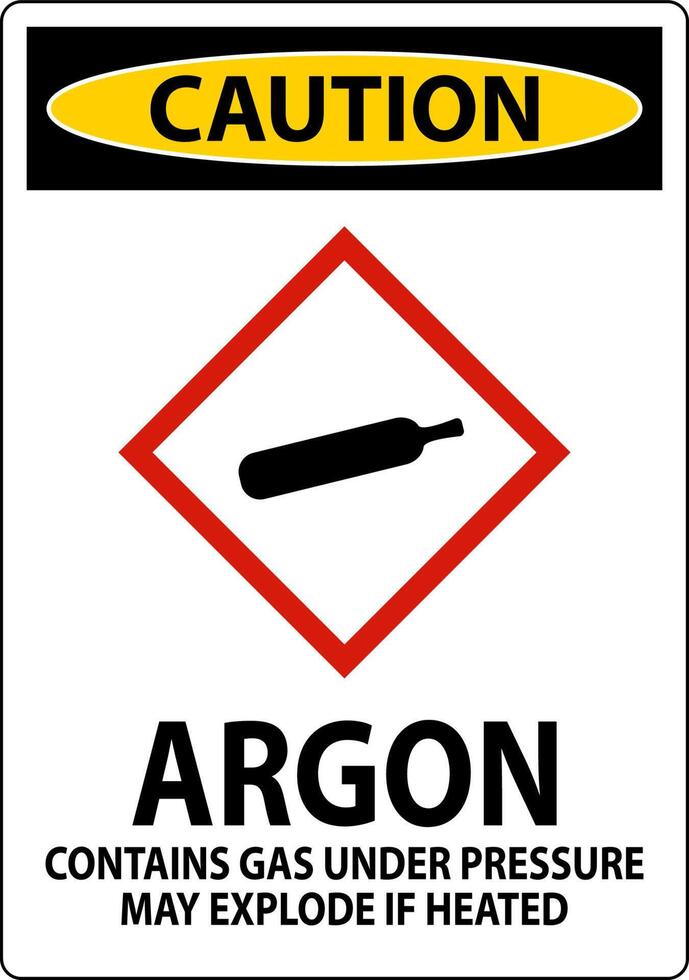 Caution Argon GHS Sign On White Background vector