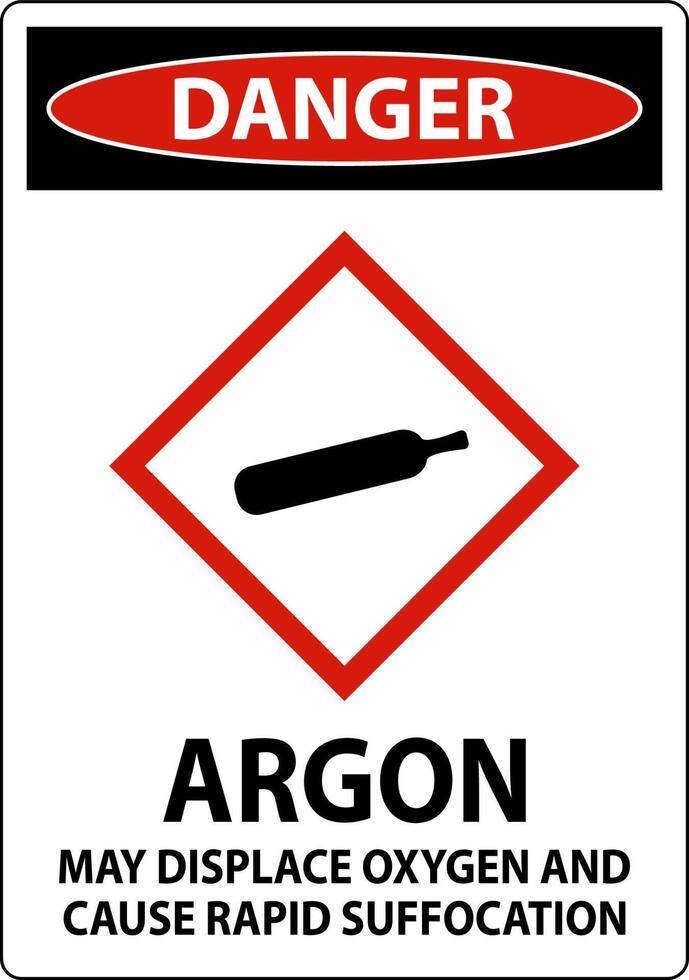 Danger Argon GHS Sign On White Background vector
