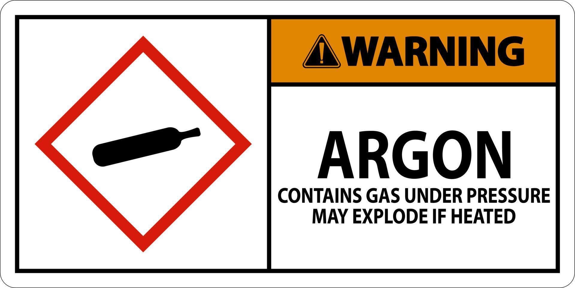 Warning Argon GHS Sign On White Background vector