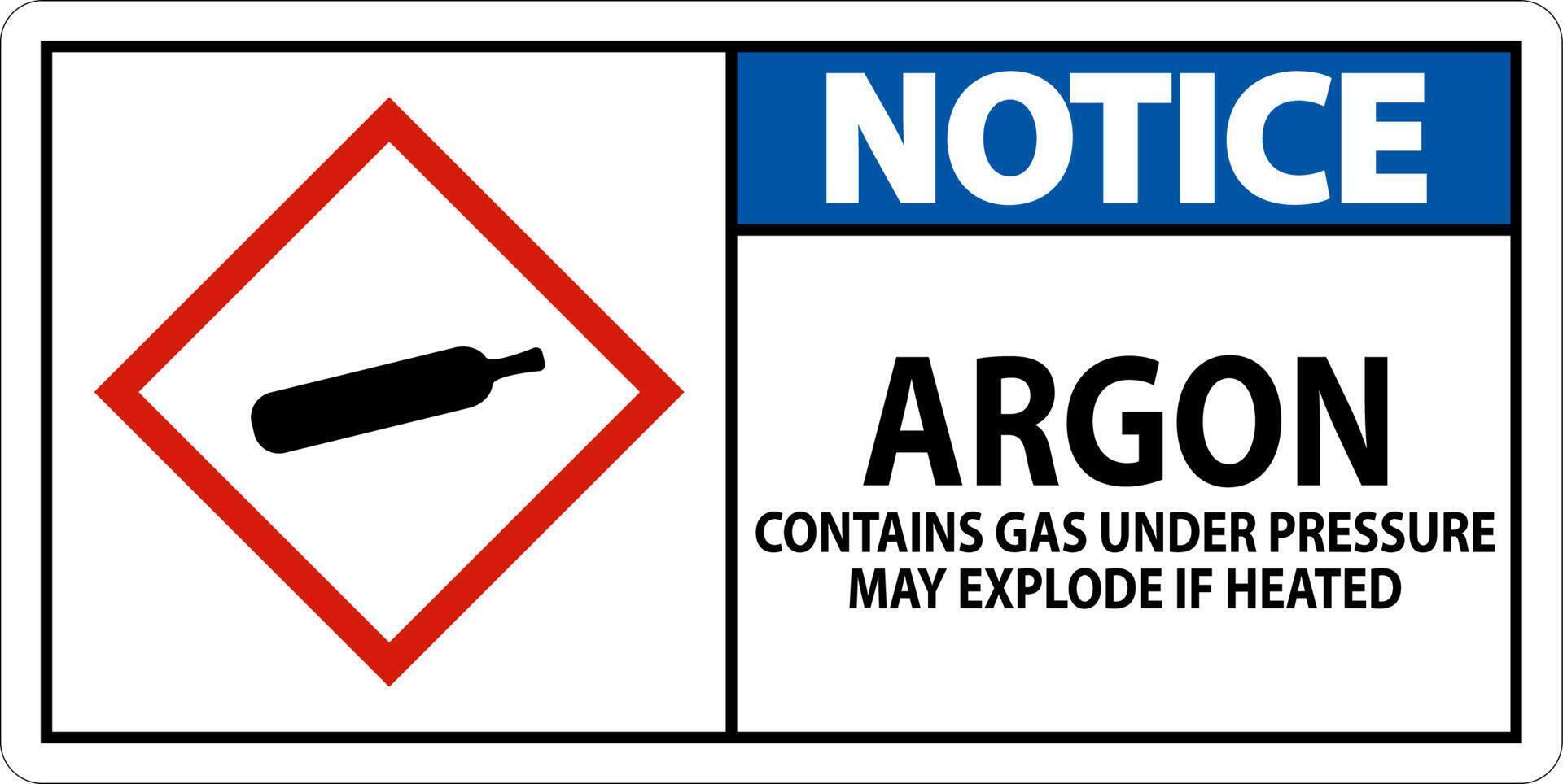 Notice Argon GHS Sign On White Background vector
