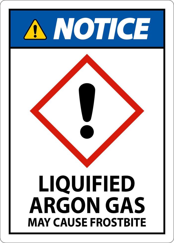 Notice Liquified Argon Gas GHS Sign On White Background vector