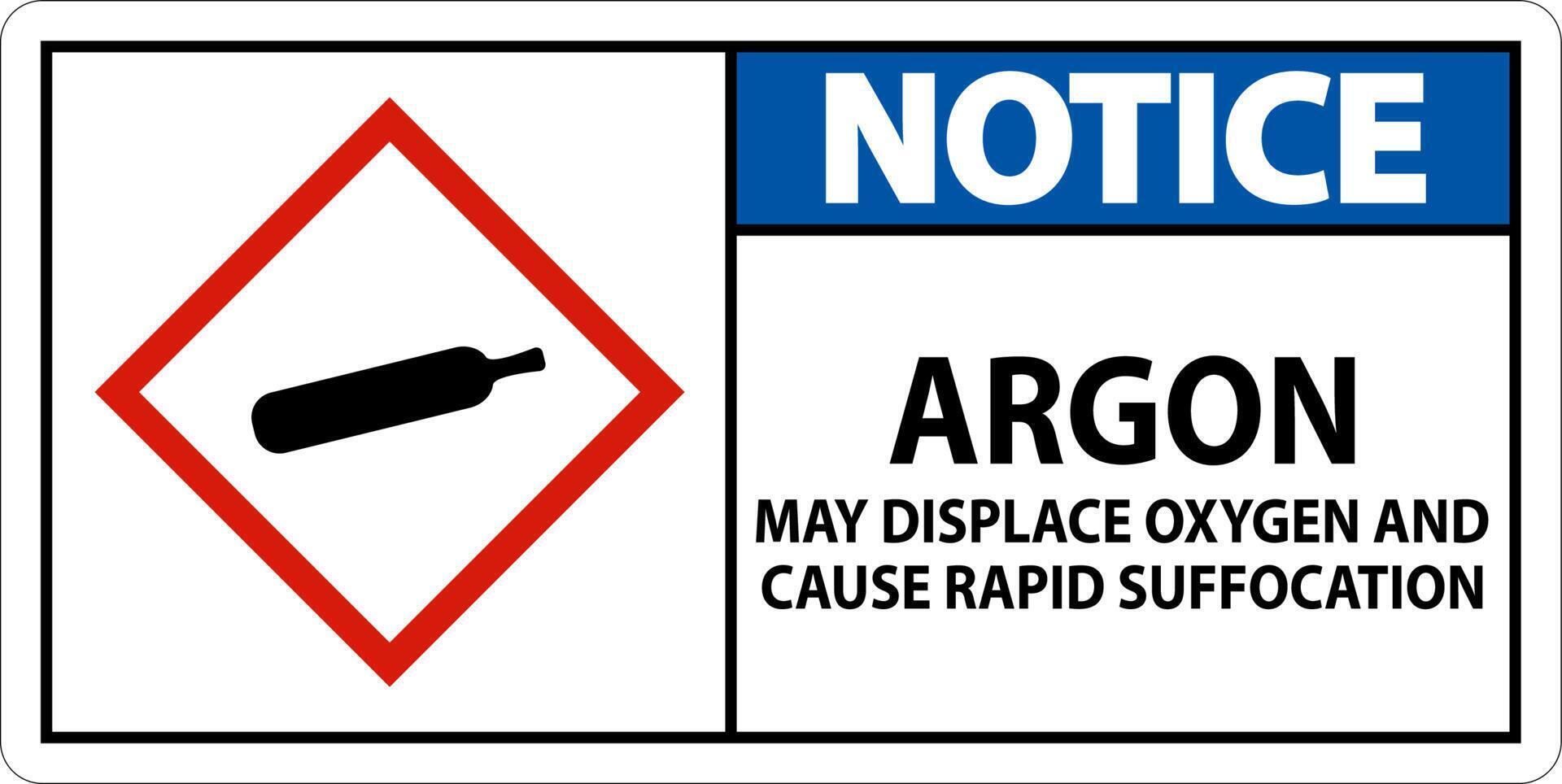 Notice Argon GHS Sign On White Background vector