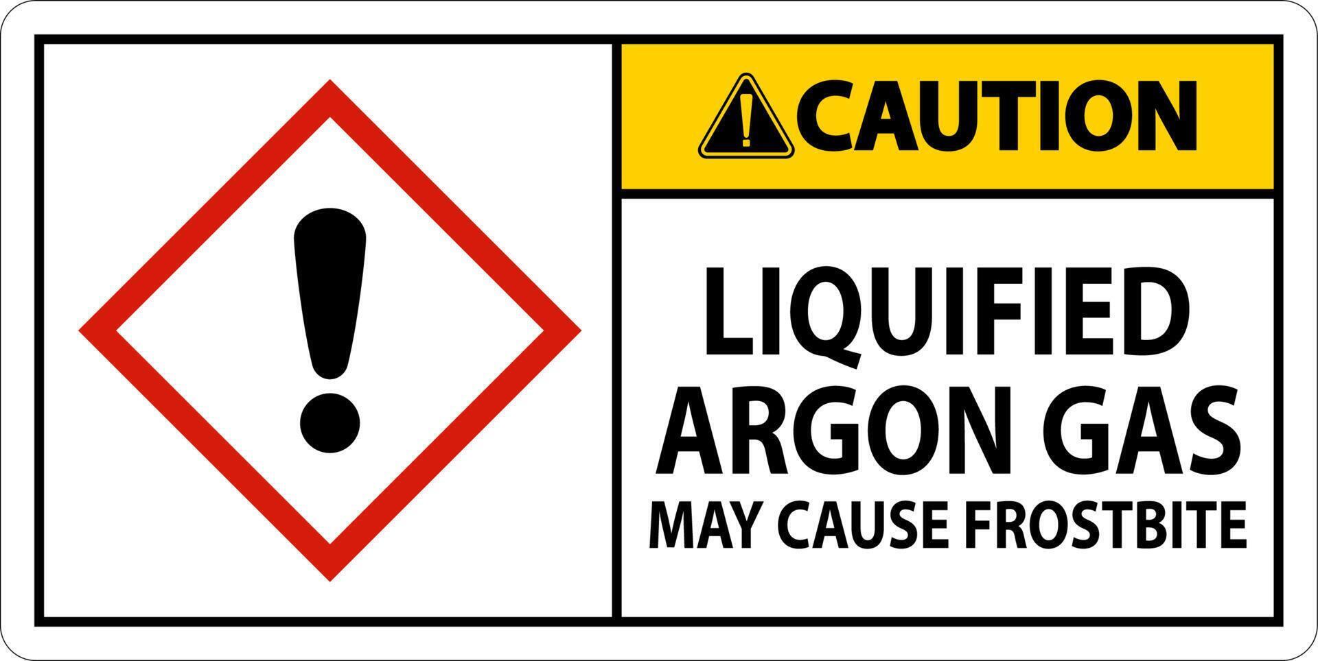 Caution Liquified Argon Gas GHS Sign On White Background vector