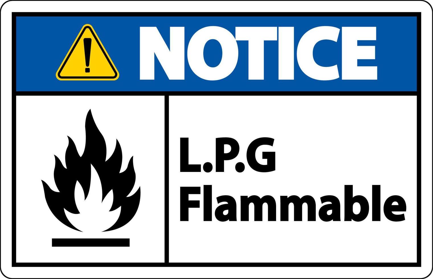 Notice L.P.G Flammable Symbol Sign On White Background vector