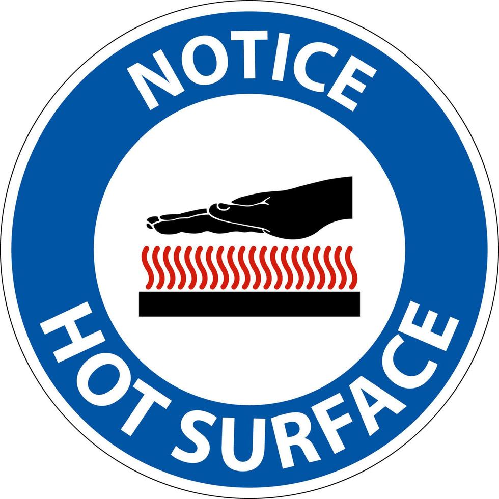 Aviso signo de símbolo de superficie caliente sobre fondo blanco. vector