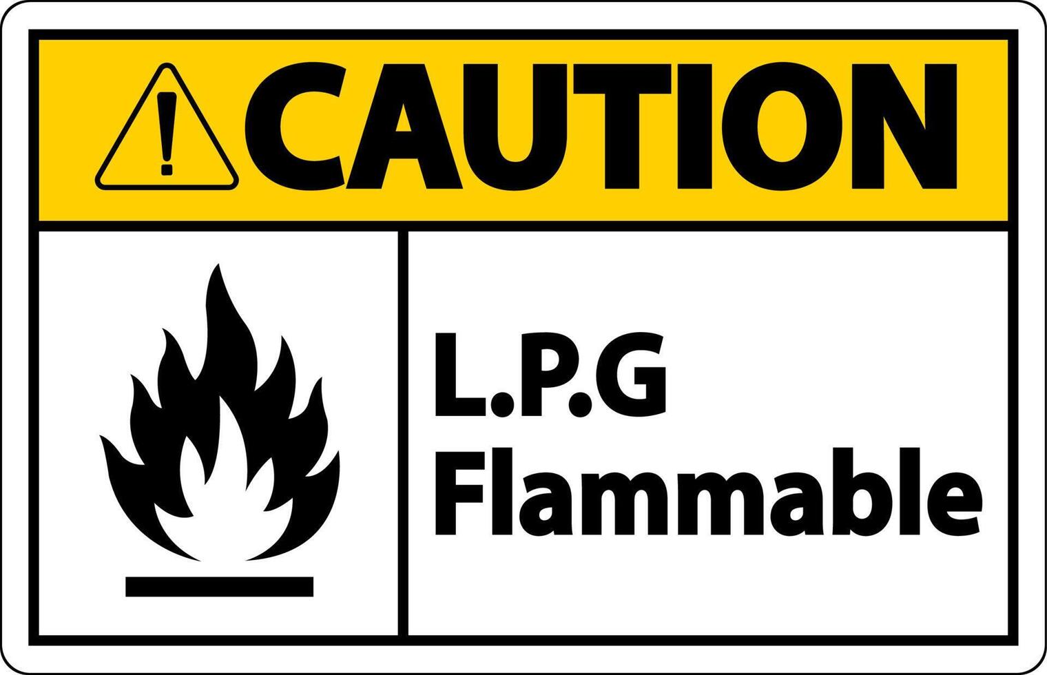 Precaución GLP símbolo inflamable signo sobre fondo blanco. vector