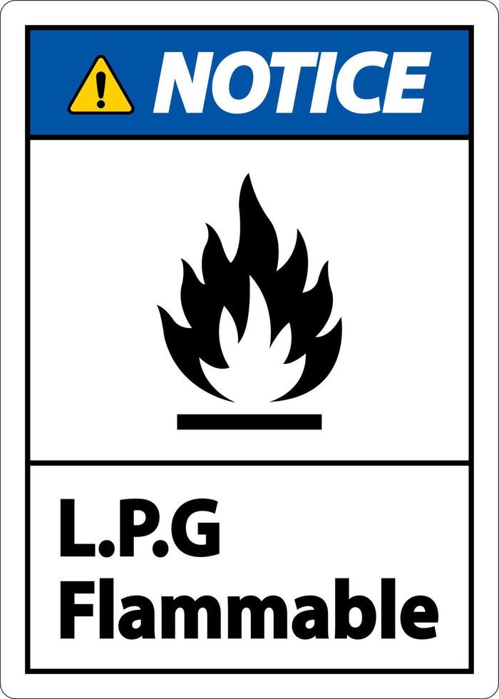Notice L.P.G Flammable Symbol Sign On White Background vector