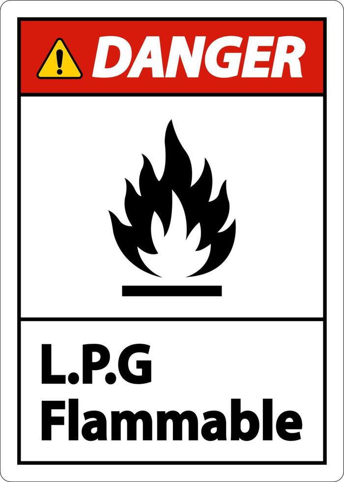 Danger L.P.G Flammable Symbol Sign On White Background vector