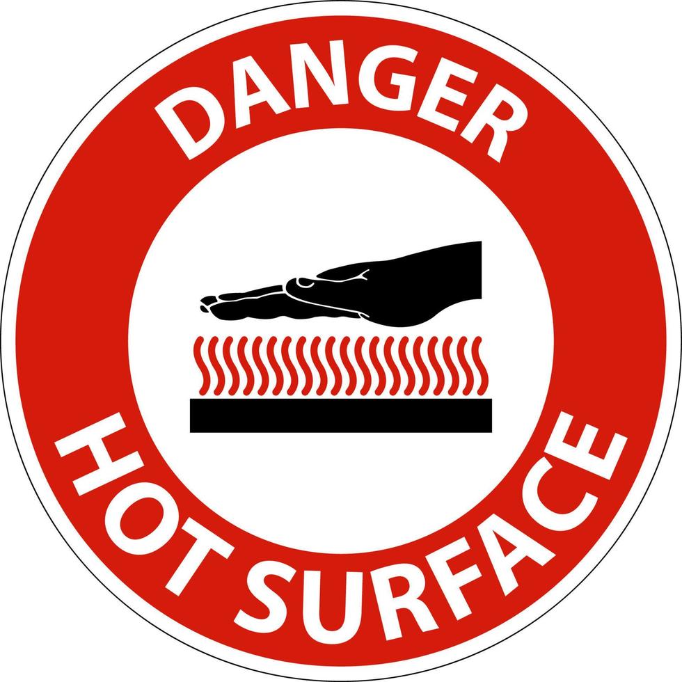 signo de símbolo de superficie caliente de peligro sobre fondo blanco vector