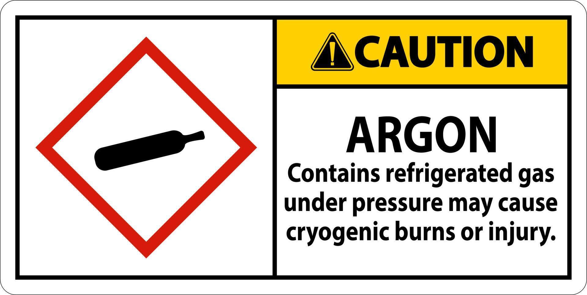 Caution Argon GHS Sign On White Background vector