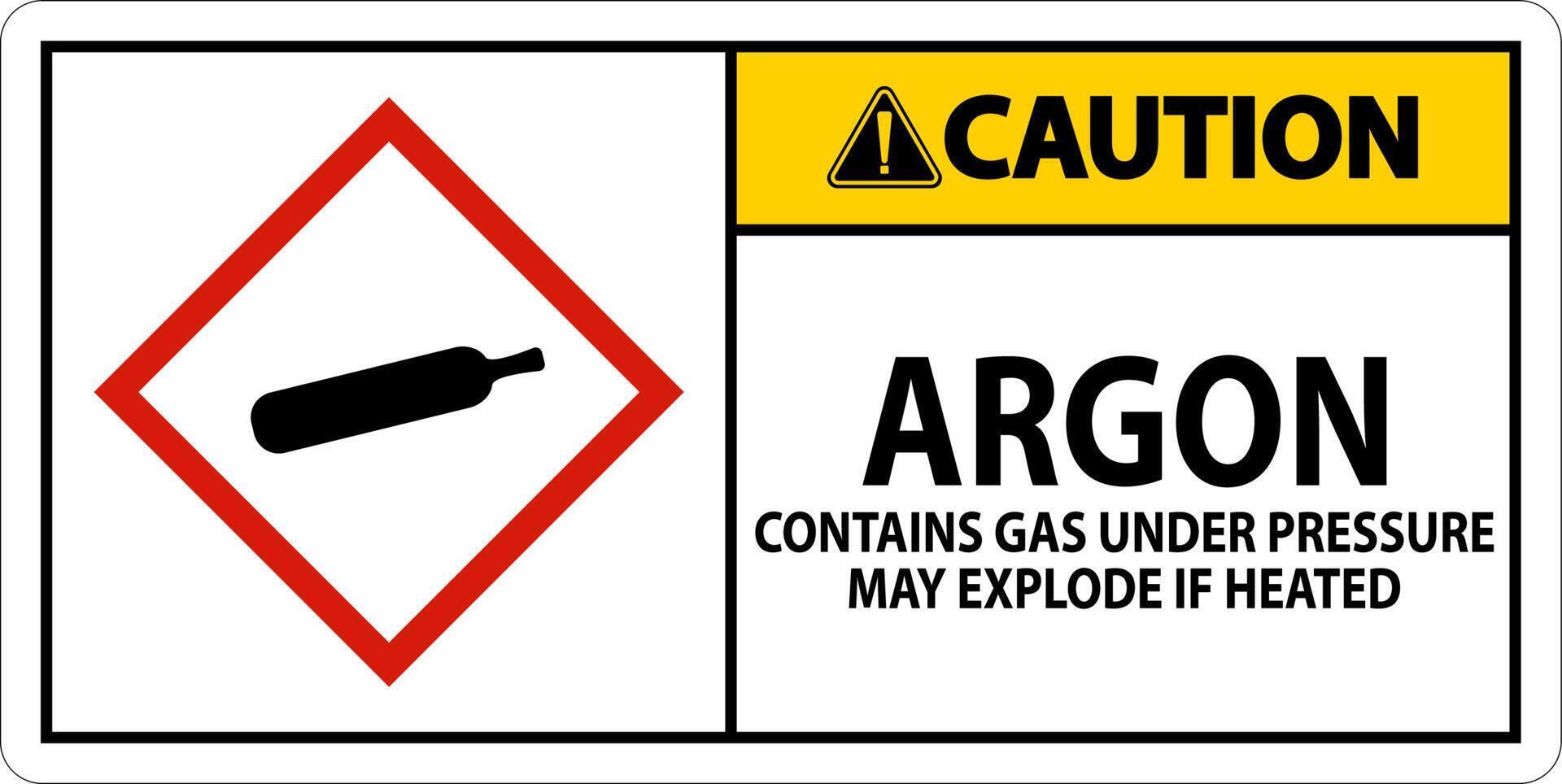 Caution Argon GHS Sign On White Background vector