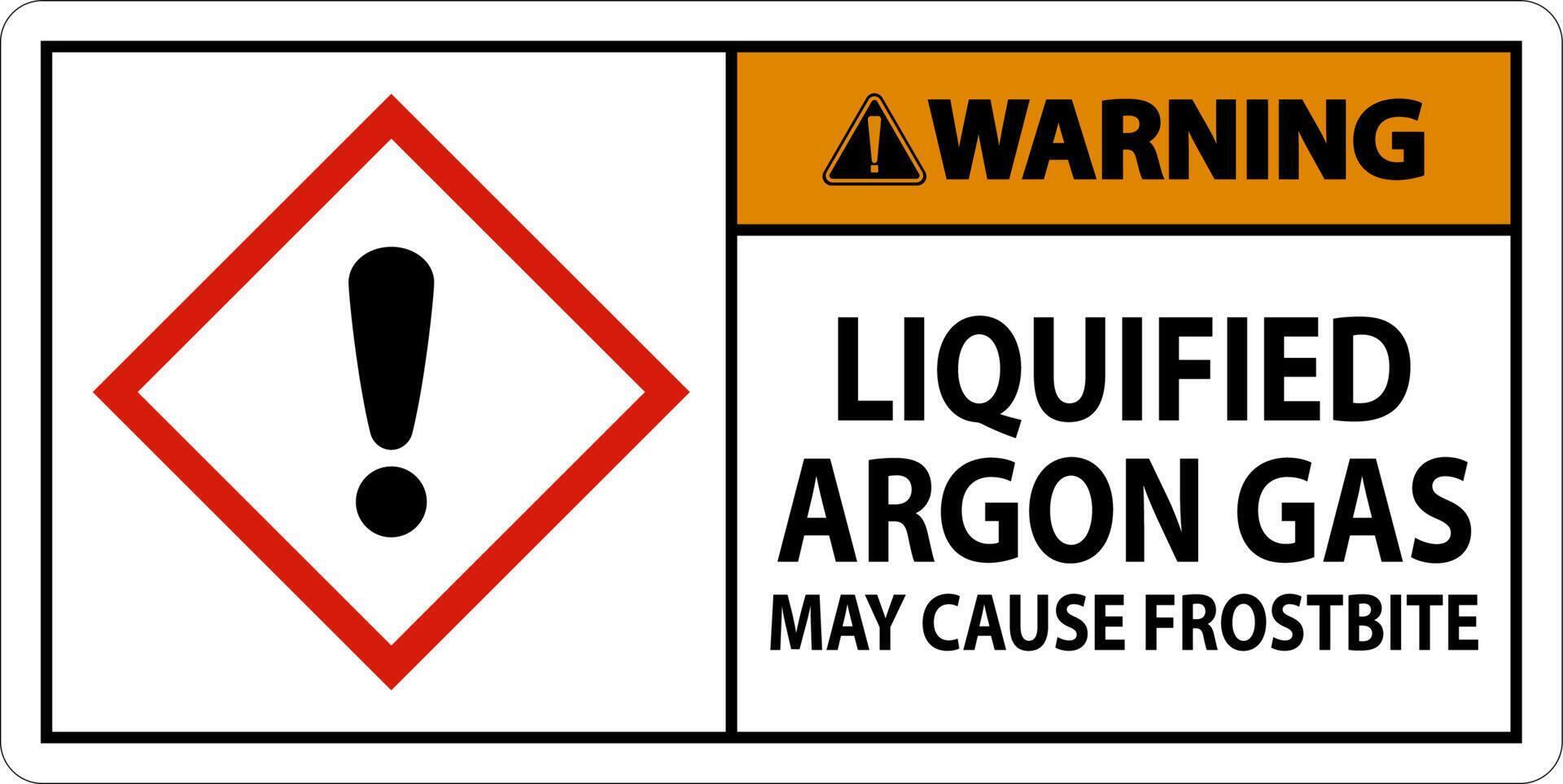 Warning Liquified Argon Gas GHS Sign On White Background vector