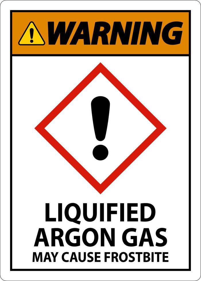 Warning Liquified Argon Gas GHS Sign On White Background vector