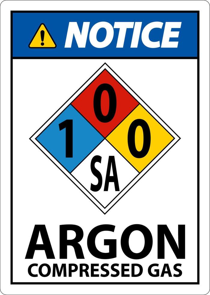 NFPA Notice Argon Compressed Gas 1-0-0-SA Sign vector