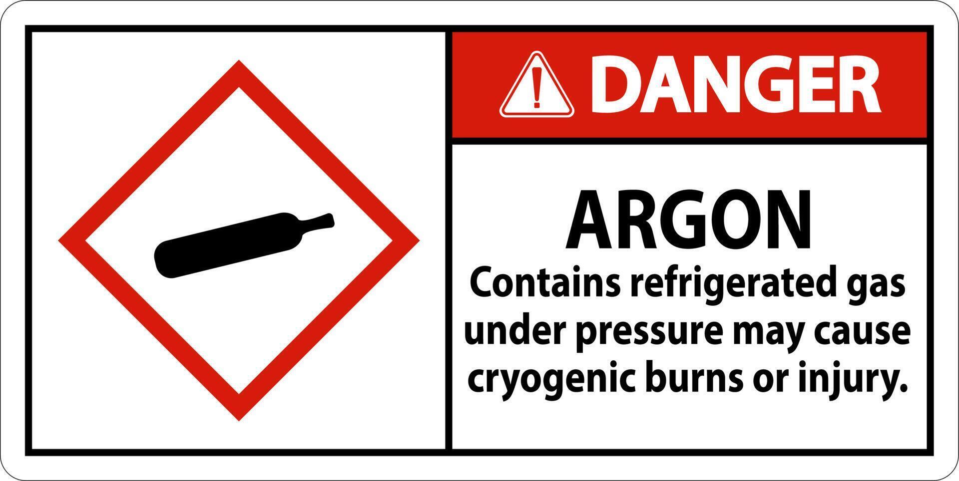 Danger Argon GHS Sign On White Background vector