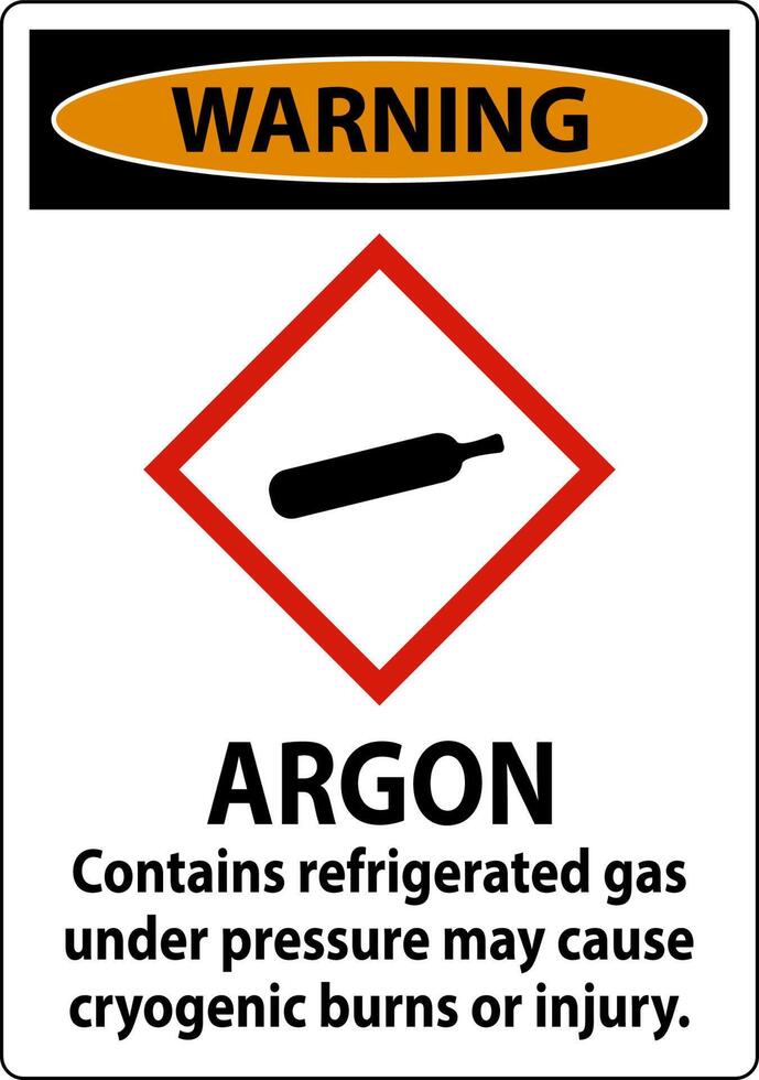 Warning Argon GHS Sign On White Background vector