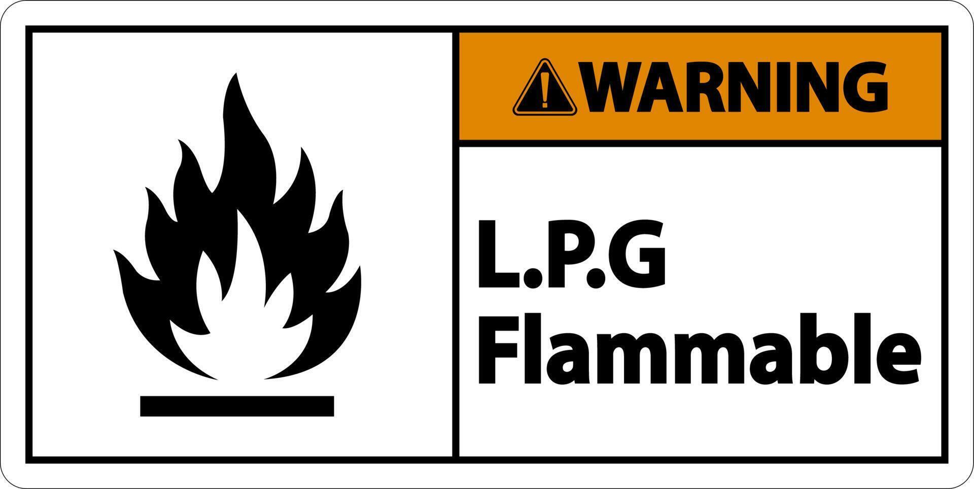Warning L.P.G Flammable Symbol Sign On White Background vector
