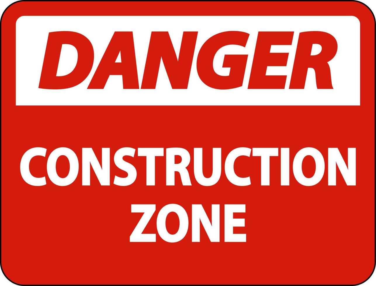 signo de símbolo de zona de construcción de peligro sobre fondo blanco vector