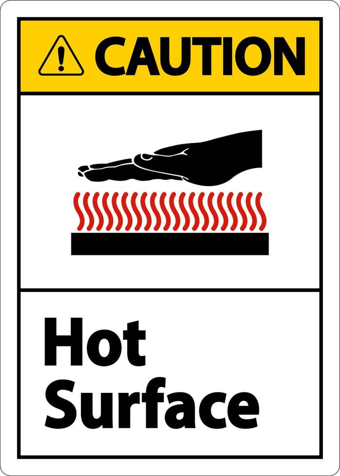 Precaución signo de símbolo de superficie caliente sobre fondo blanco. vector