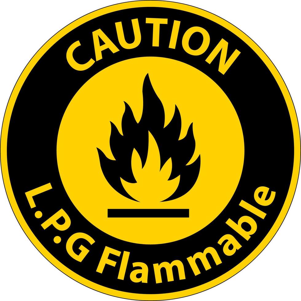 Caution L.P.G Flammable Symbol Sign On White Background vector