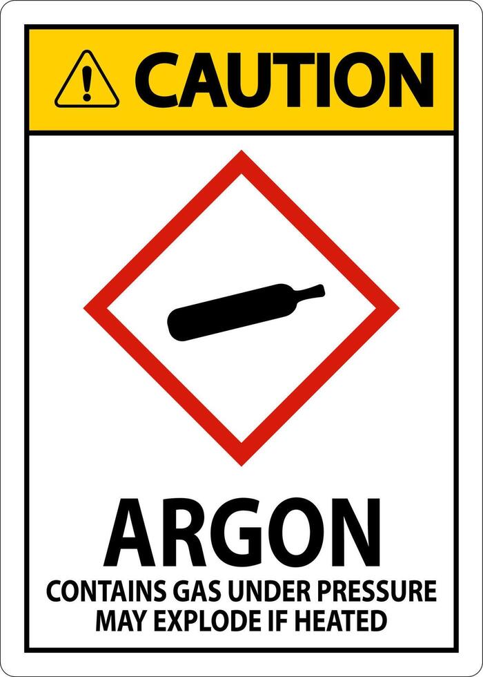 Caution Argon GHS Sign On White Background vector
