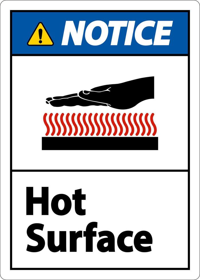 Notice Hot Surface Symbol Sign On White Background vector