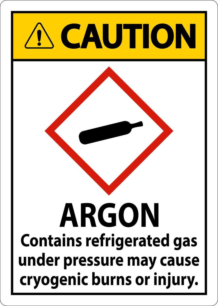 Caution Argon GHS Sign On White Background vector