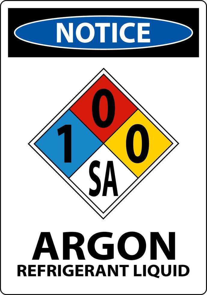 NFPA Notice Argon Refrigerant Liquid 1-0-0-SA Sign vector