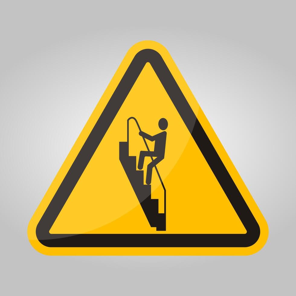 Caution Walk Down Stairs Backwards Sign vector