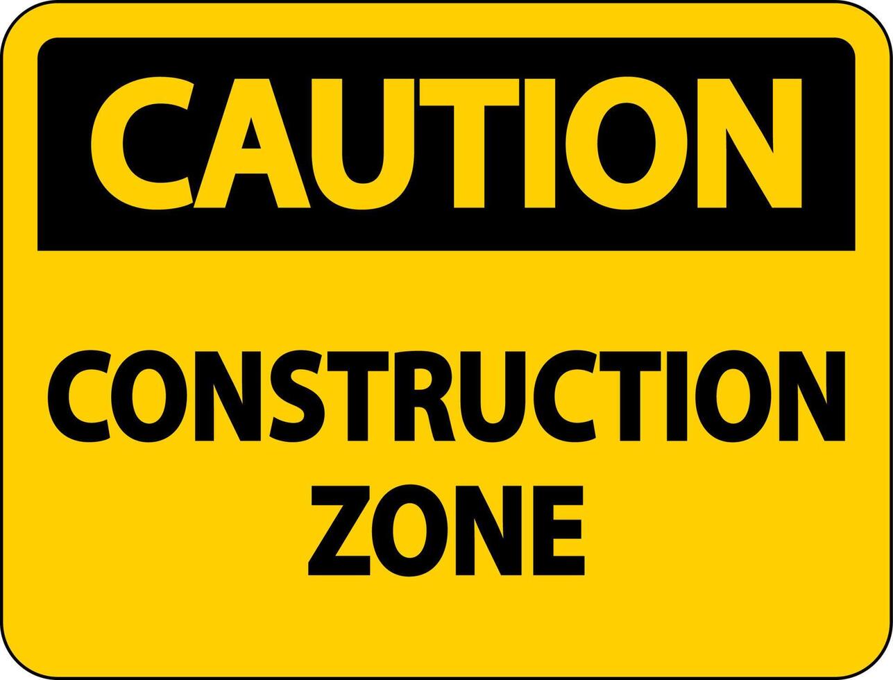Caution Construction Zone Symbol Sign On White Background vector
