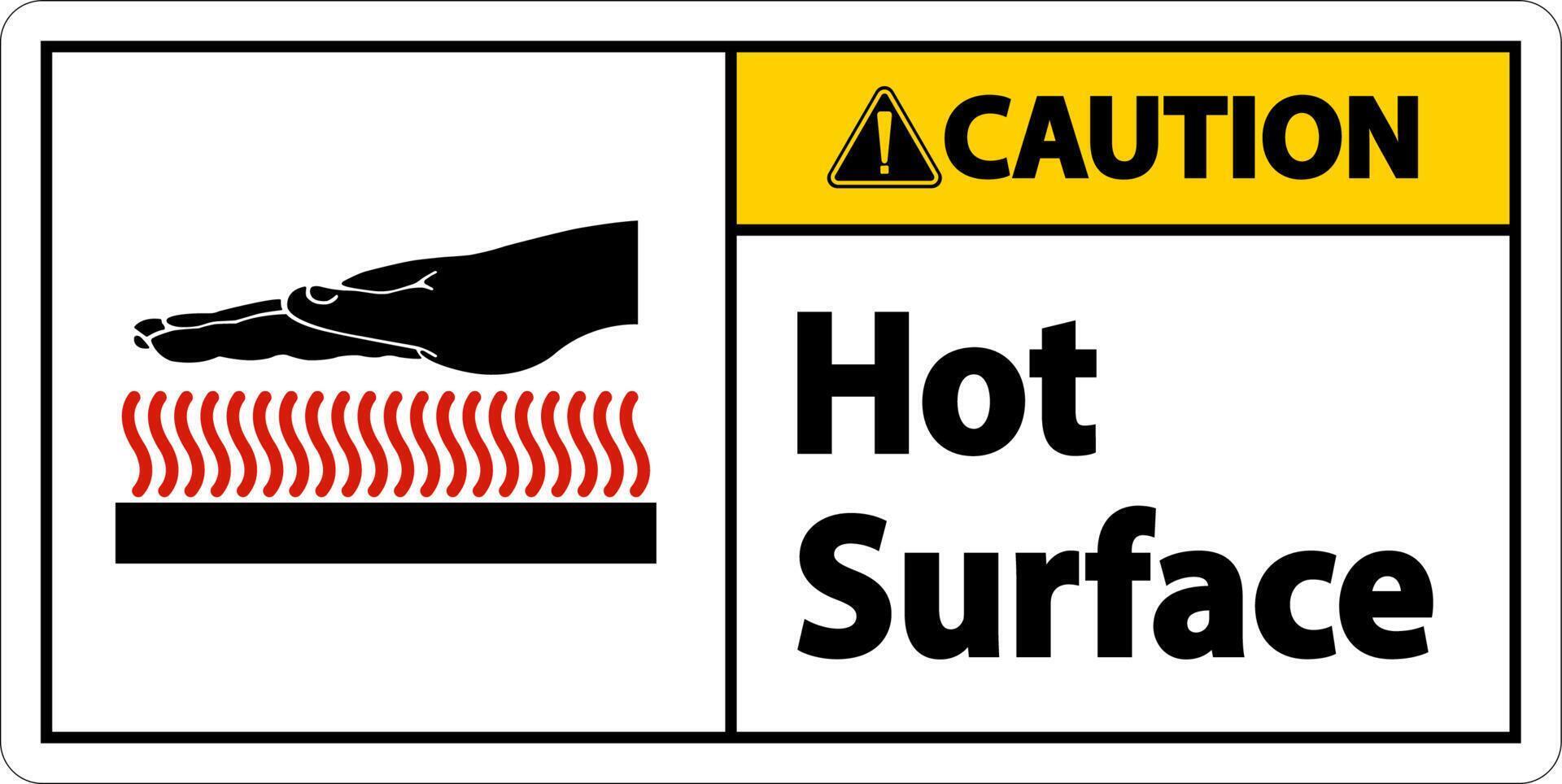 Precaución signo de símbolo de superficie caliente sobre fondo blanco. vector