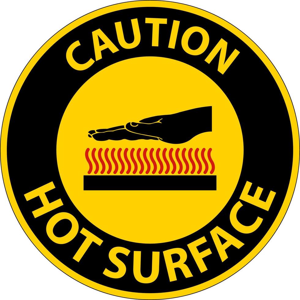 Precaución signo de símbolo de superficie caliente sobre fondo blanco. vector
