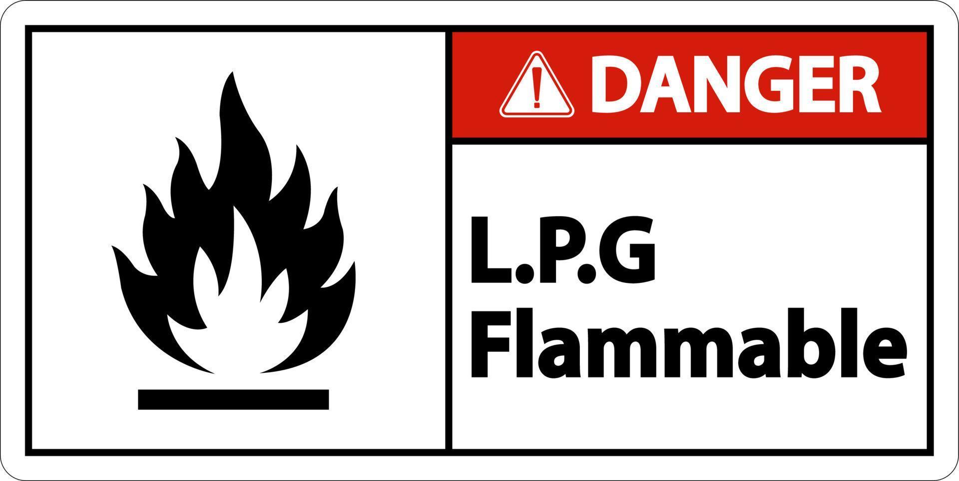 Danger L.P.G Flammable Symbol Sign On White Background vector