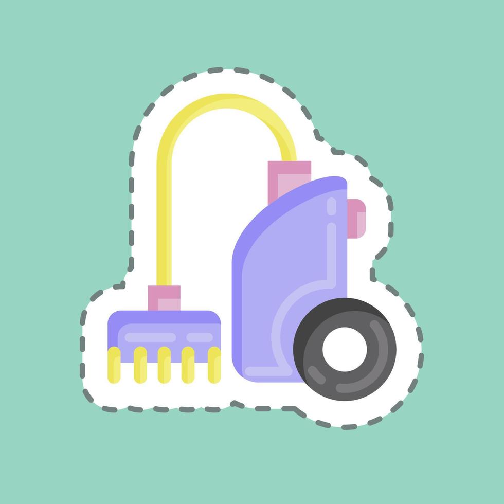 Sticker line cut Vacuum Cleaner. suitable for Kids symbol. simple design editable. design template vector. simple illustration vector