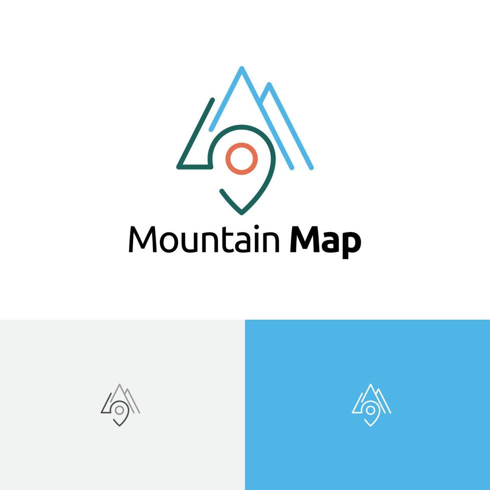 Mountain Map Location Nature Explore Adventure Simple Line Logo vector