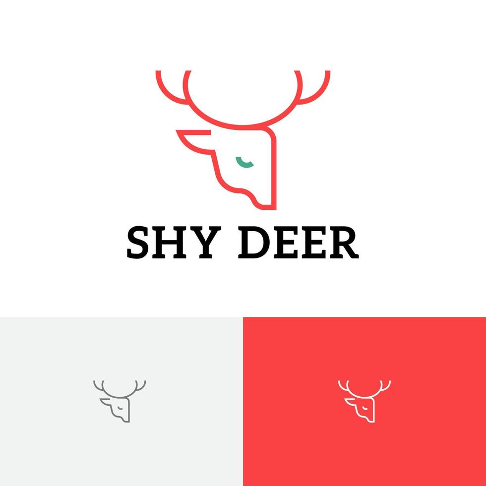 Shy Deer Little Antler Horns Monoline Logo vector