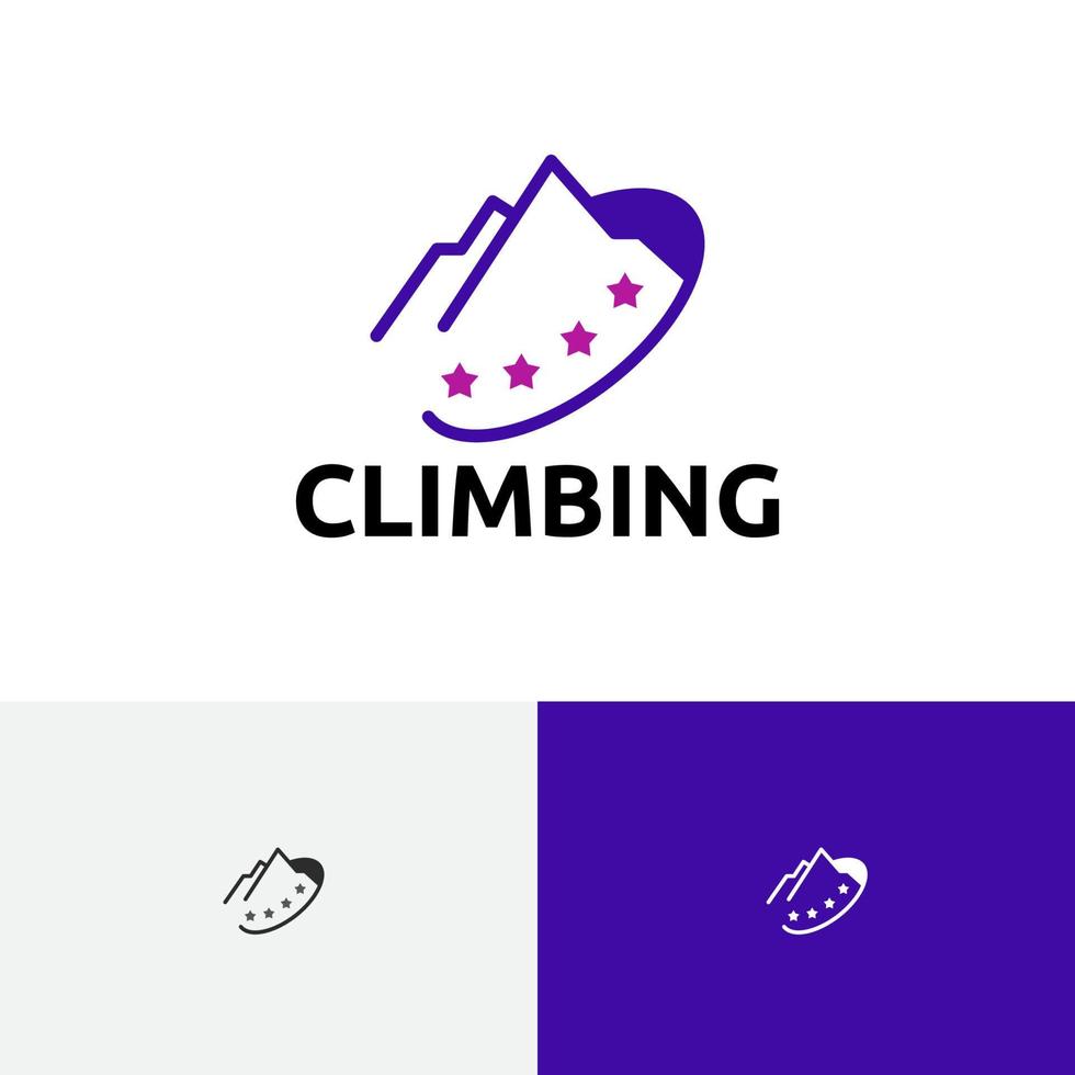 Stars Mountain Climbing Peak Summit Nature Explore Adventure Logo vector